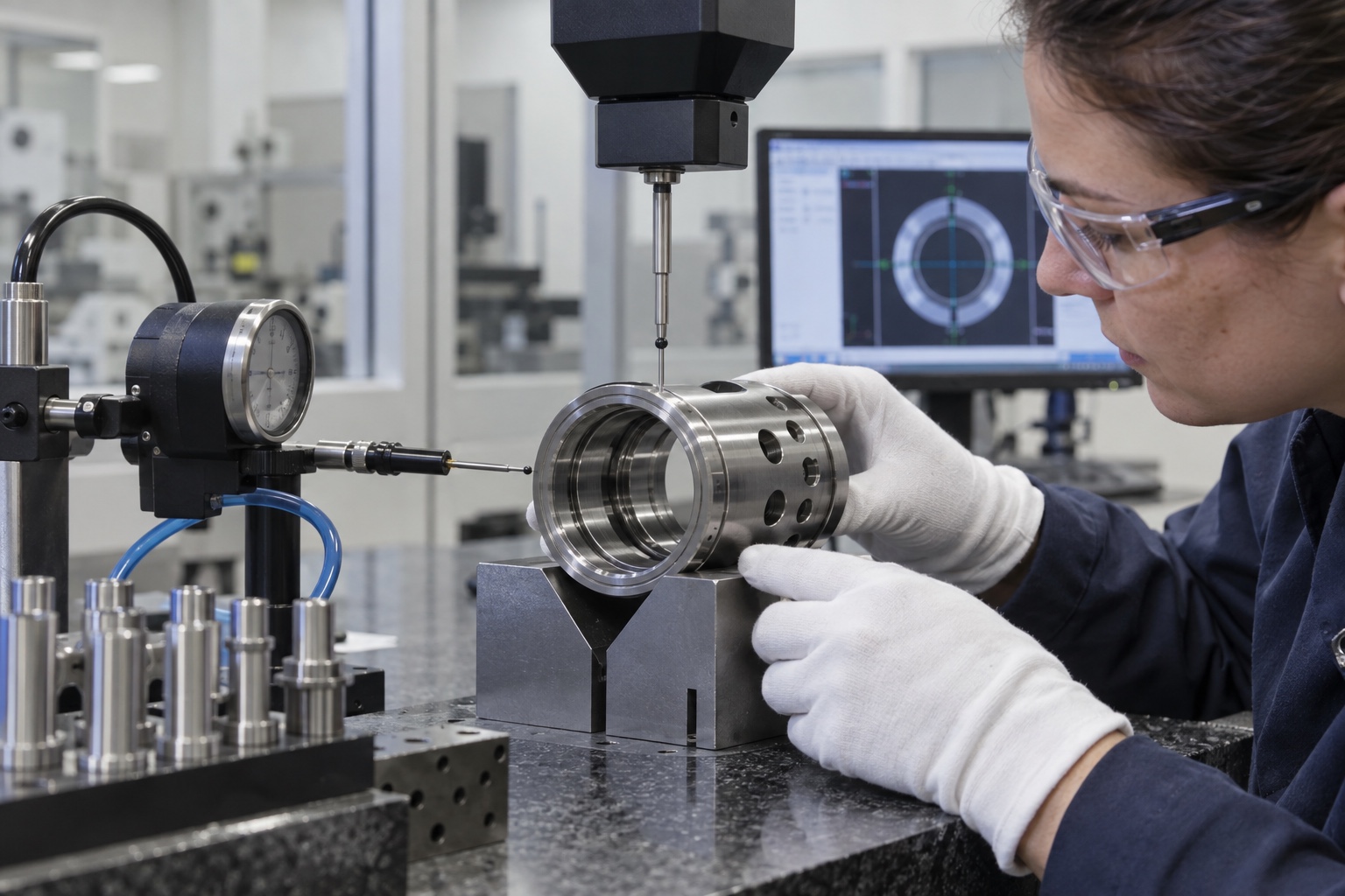 17-4PH伺服阀套加工如何控制内孔圆柱度与交叉孔毛刺？检测场景