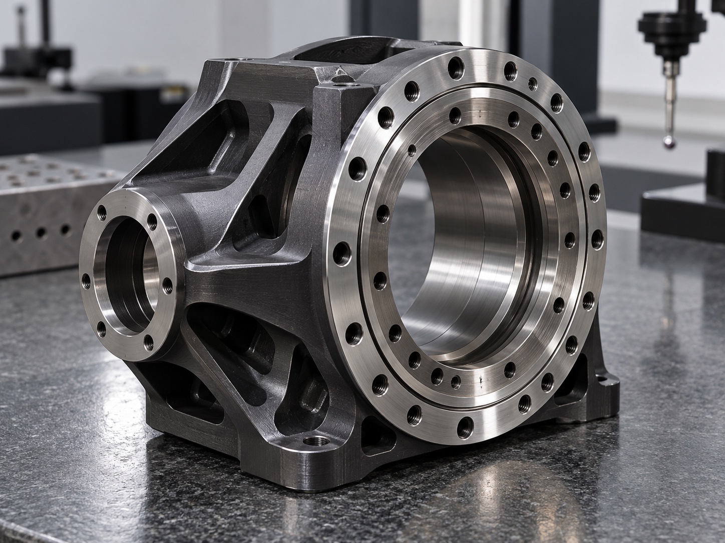 40Cr机器人中空关节交叉滚子轴承座小批量加工